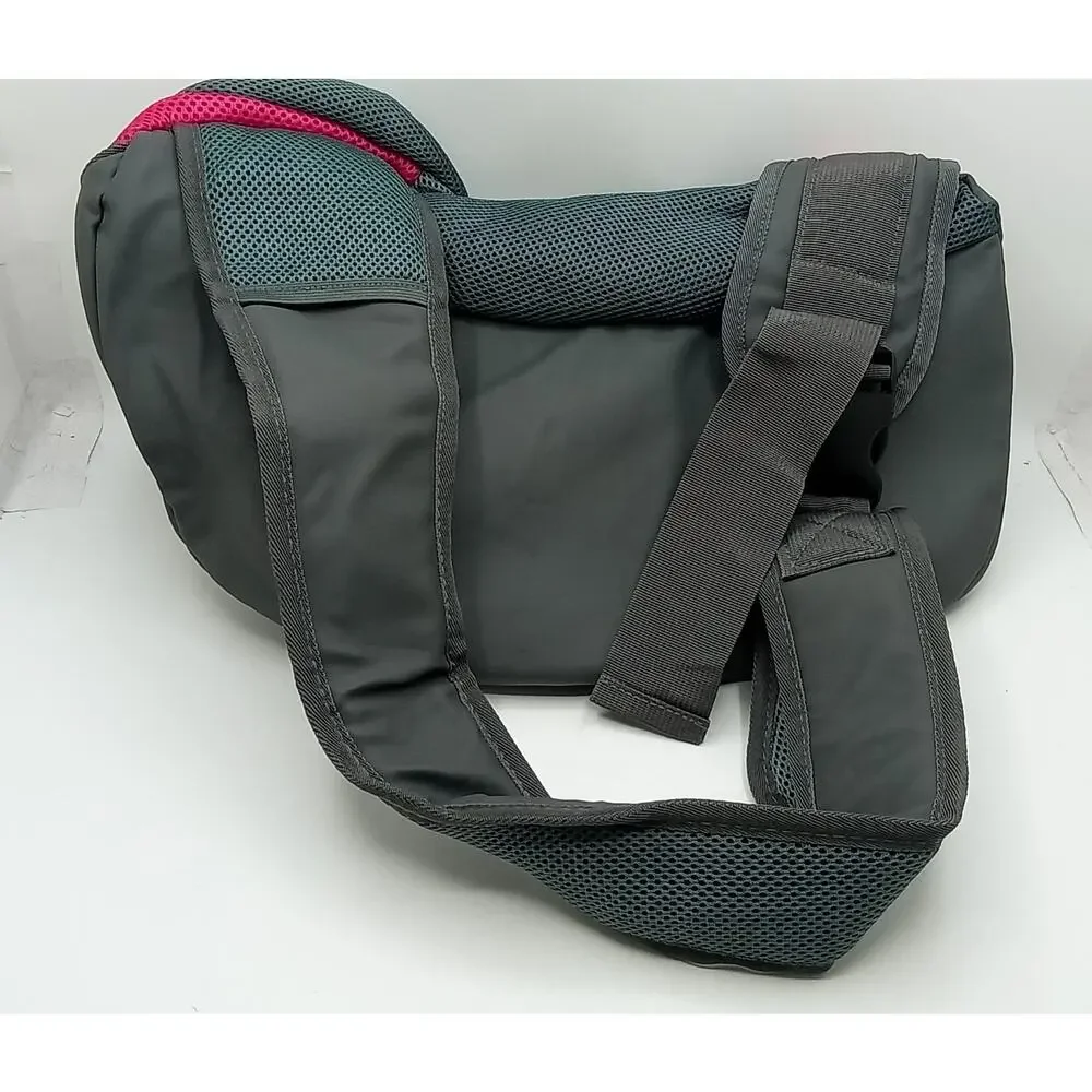 Pet Dog Sling Carrier Mesh Bag Puppy or Small Dog Pink/Grey